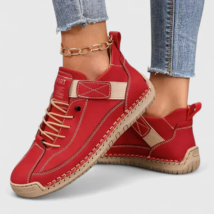 Comfortable Orthopedic Sneakers for Women with Lace Up Hand Stitched Cushioned Walking Style