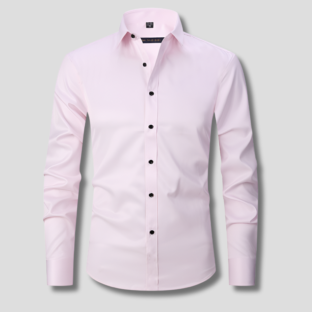 Classic Dress Shirt for Men with Spread Collar Long Sleeve Button Up Slim Fit Business Style
