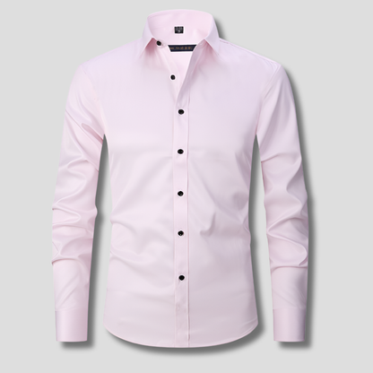 Classic Dress Shirt for Men with Spread Collar Long Sleeve Button Up Slim Fit Business Style