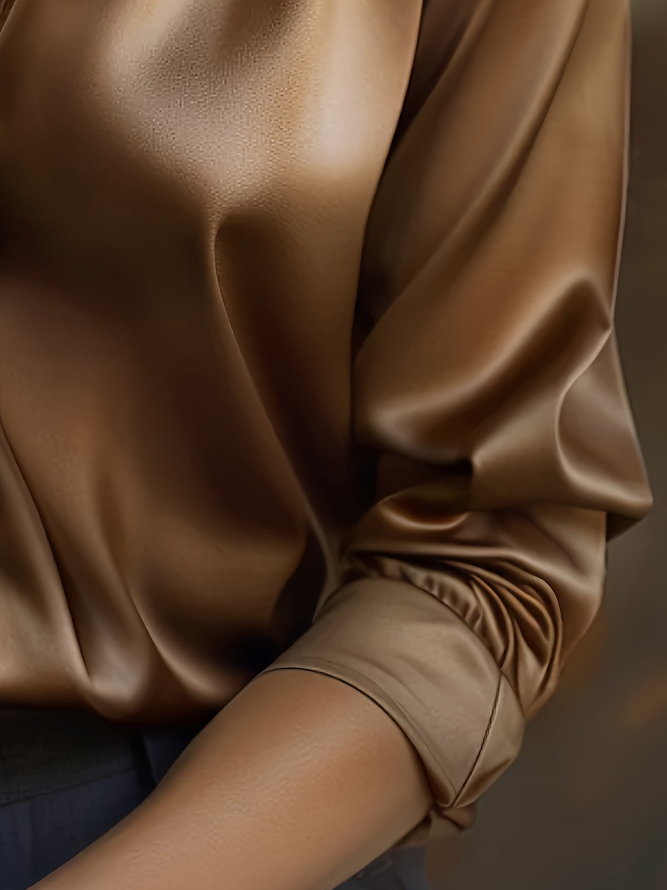 Elegant Satin Long Sleeve Shirt for Women with Collar Button Front Relaxed Silky Style