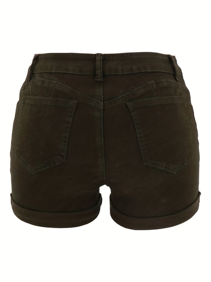 Stylish Ripped Denim Shorts for Women with High Waist Distressed Cuffed Hem Casual Street Style