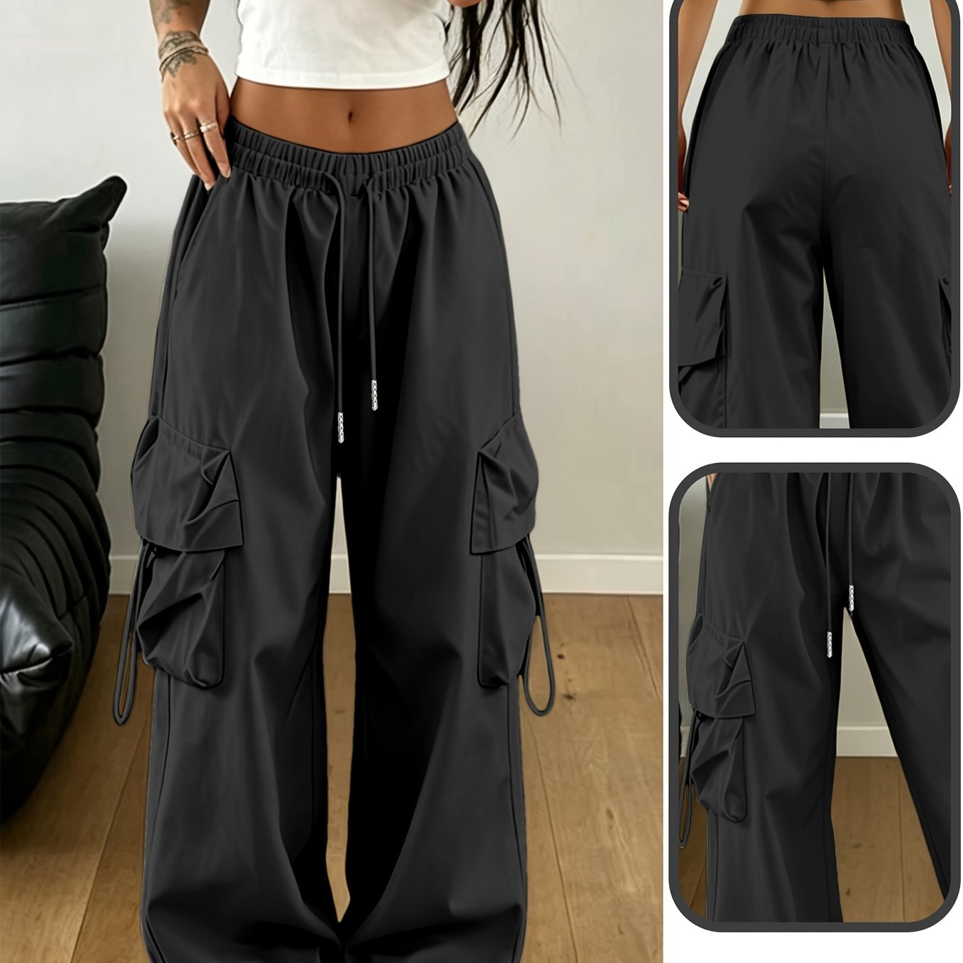 Effortless Cargo Pants for Women with Drawstring Waist Wide Leg Style