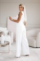 Elegant Wide Leg Jumpsuit for Women with Shawl Collar Sleeveless Wrap Belted Formal Style
