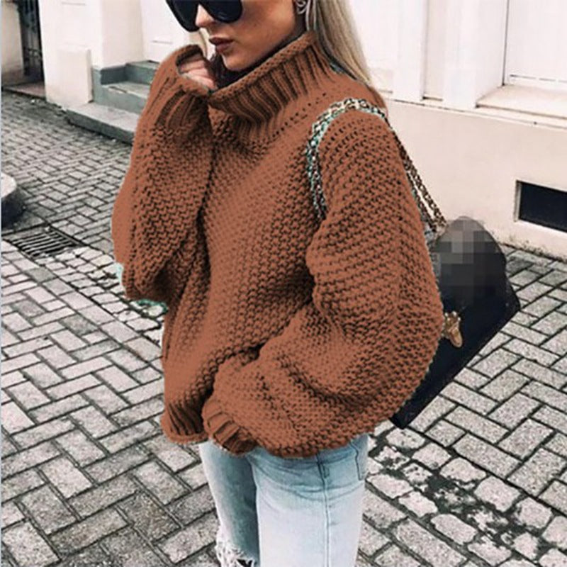 Cozy Chunky Knit Sweater for Women with Turtleneck Long Sleeve Oversized Relaxed Style