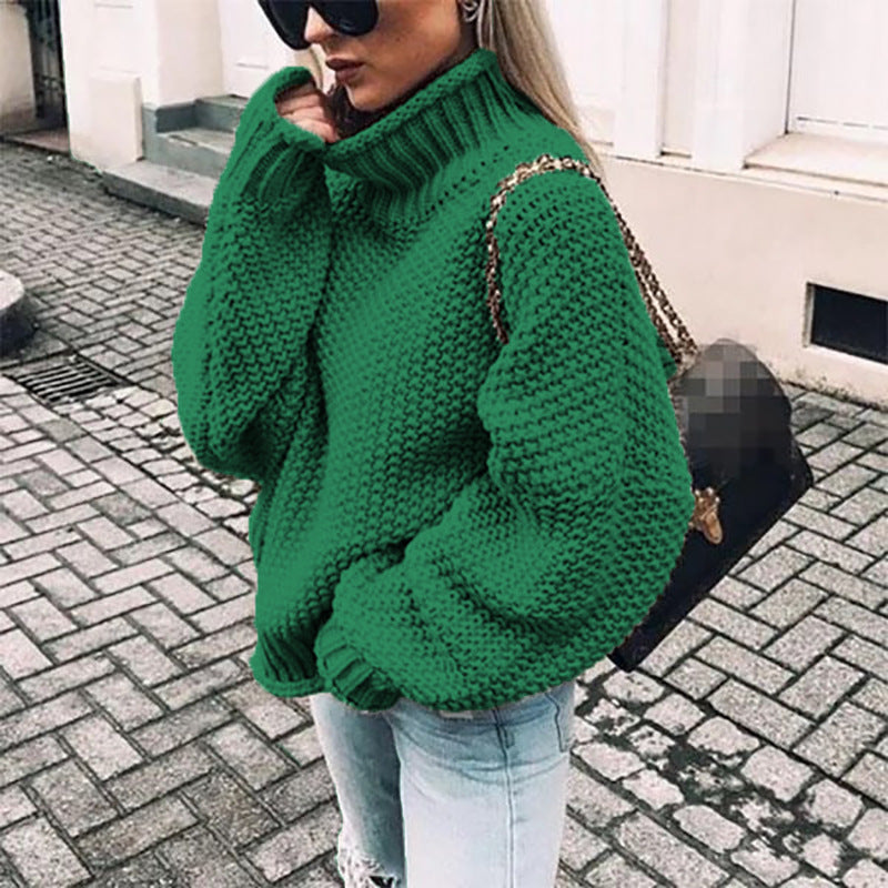Cozy Chunky Knit Sweater for Women with Turtleneck Long Sleeve Oversized Relaxed Style