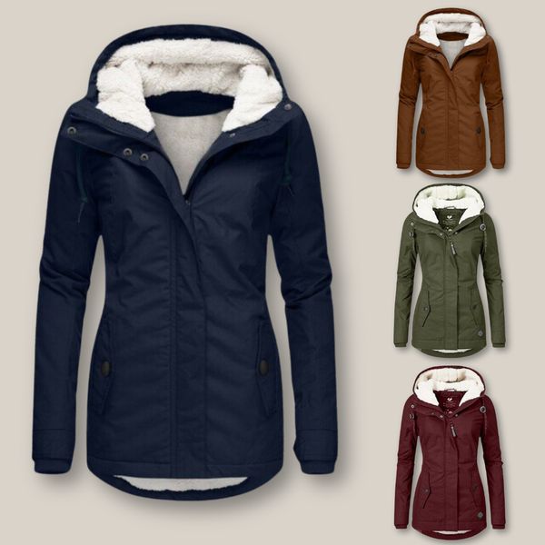 Effortless Sherpa Fleece Jacket for Women with Hooded Long Sleeve Zip Front Drawstring Waist Style