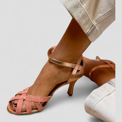 Elegant Kitten Heels for Women with Open Toe Ankle Strap Strappy Sandal Style