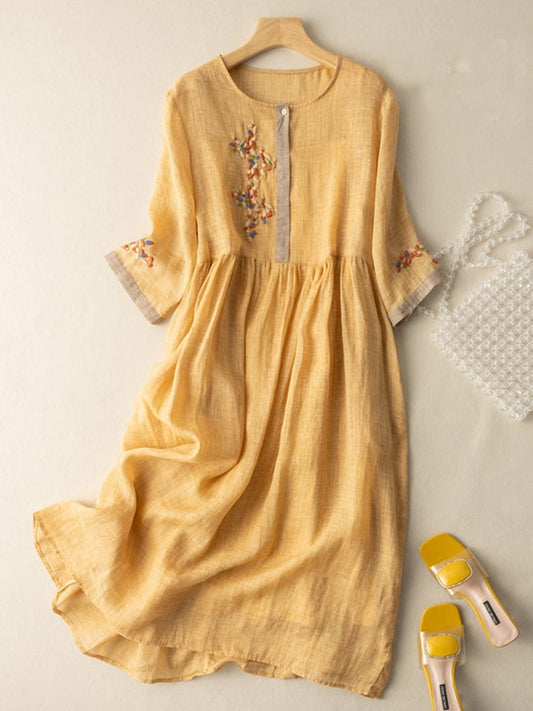Sydney | Effortless Boho Green Sundress for Women in Casual Embroidered Style