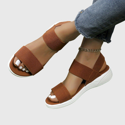Comfortable Orthopedic Sandals for Women with Double Elastic Strap White Platform Open Toe Casual Style