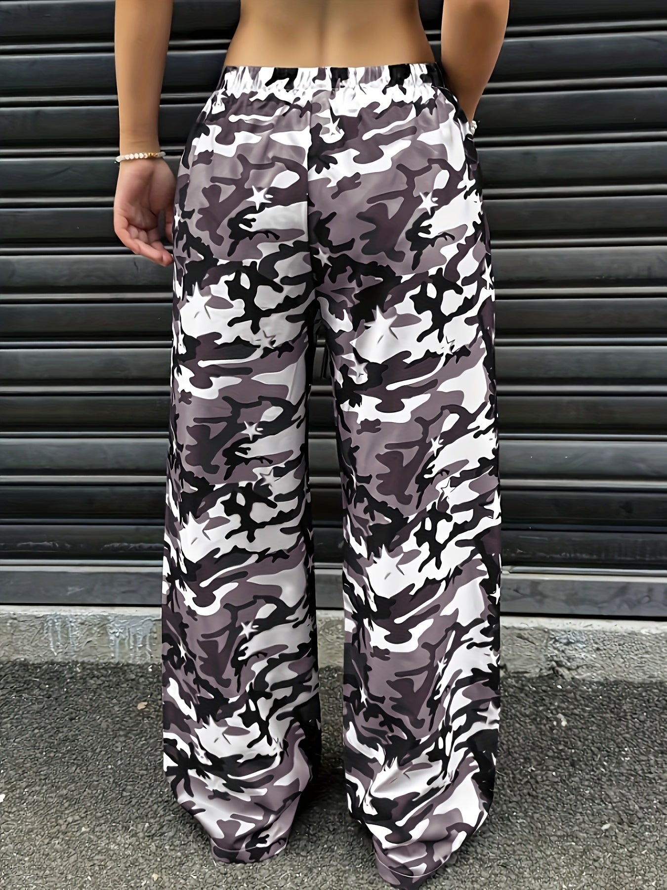 Effortless Camo Pants for Women with High Waist Drawstring Wide Leg Relaxed Streetwear Style