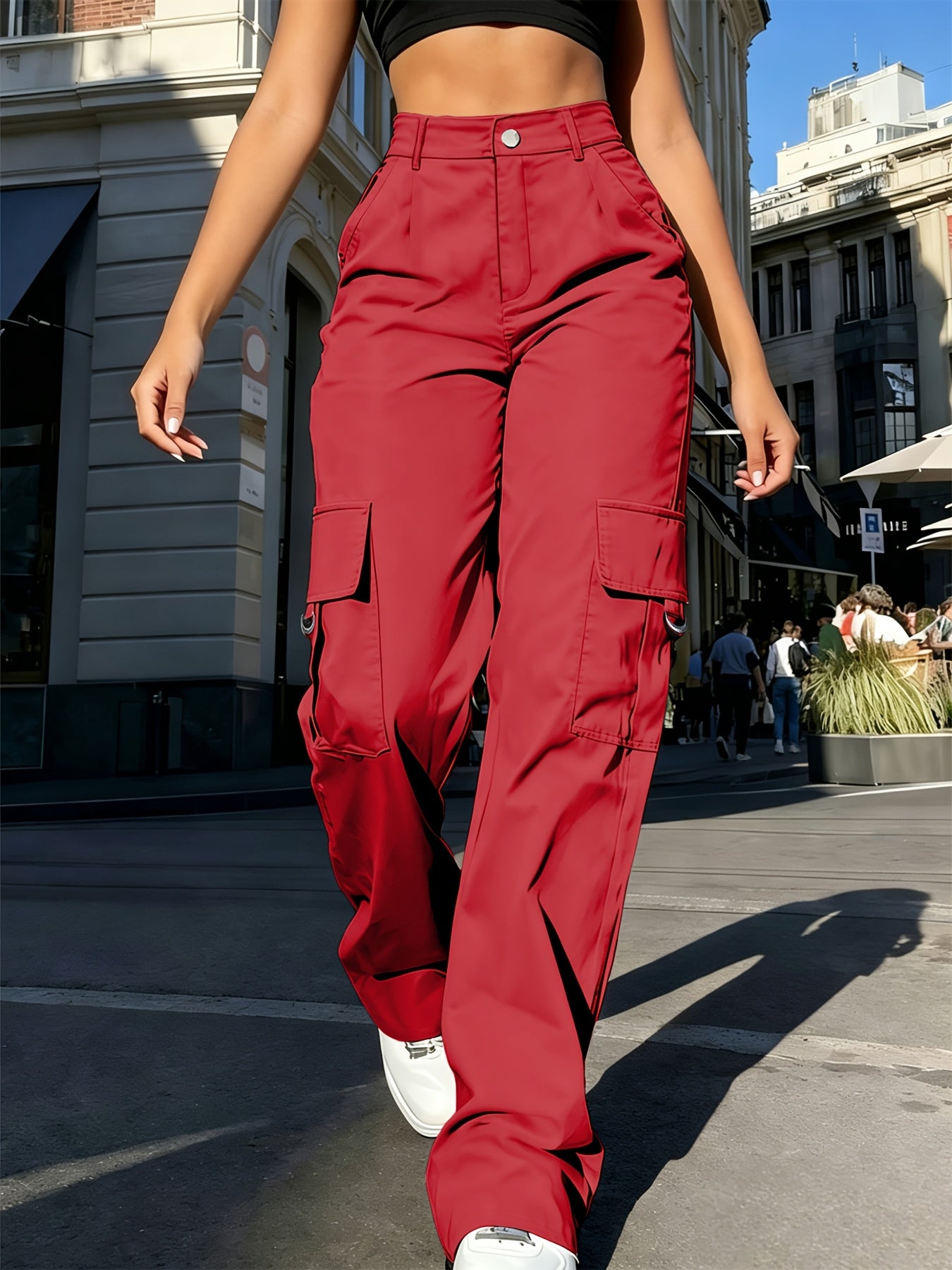 Effortless Cargo Pants for Women with High Waist Drawstring Wide Leg Relaxed Style