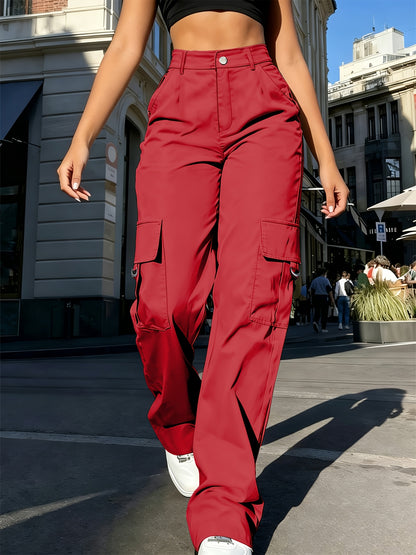 Effortless Cargo Pants for Women with High Waist Drawstring Wide Leg Relaxed Style