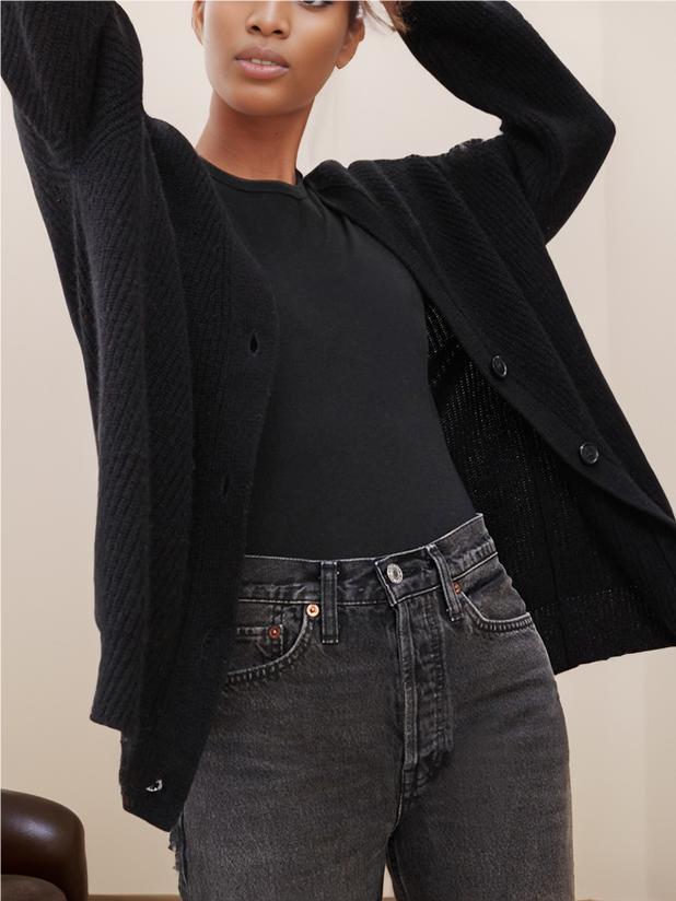 Cozy Oversized Knit Cardigan for Women with V Neck Long Sleeve Button Front Cocoon Style