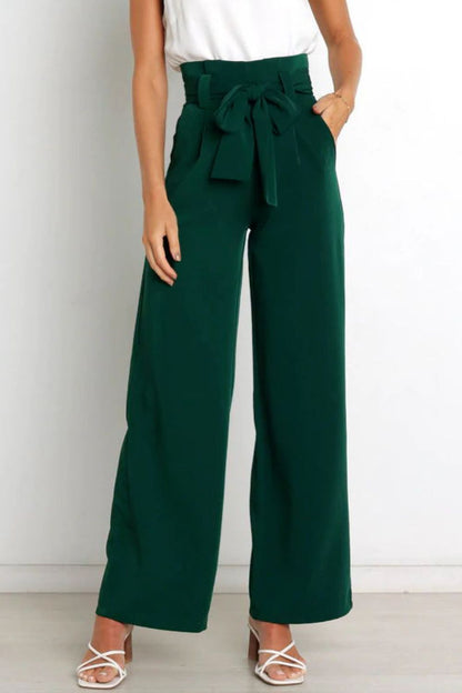 Effortless Wide Leg Pants for Women with High Waist Paperbag Belted Tapered Relaxed Style