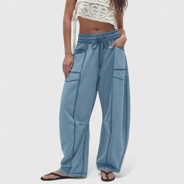 Effortless Khaki Cargo Wide Leg Pants for Women with High Waist Drawstring Patch Pocket Relaxed Style