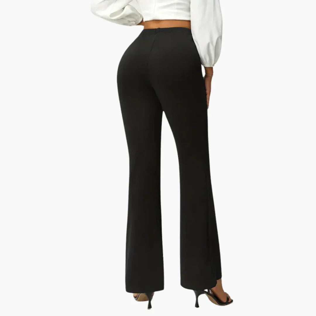 Elegant Black Pants for Women with High Waist Fitted Flared Seam Detail Tailored Style