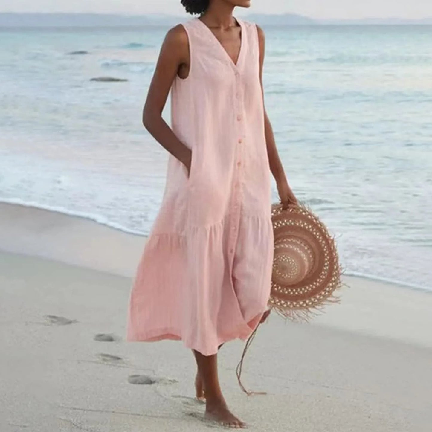 Sabrina | Elegant White Sundress for Women in Casual Midi Style