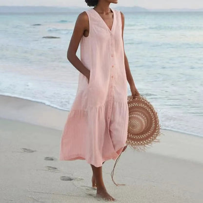 Sabrina | Elegant White Sundress for Women in Casual Midi Style