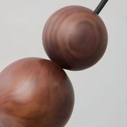 Walnut Wall Lamp Brass Accent Glass Globe Mid-Century Bedside Sconce Wall Light