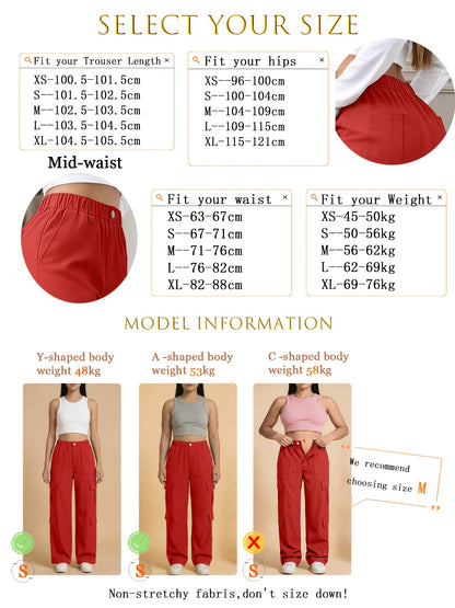 Effortless Cargo Pants for Women with High Waist Wide Leg Relaxed Flowing Style