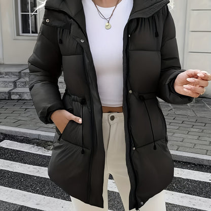 Cozy Quilted Bread Ski Jacket for Women with Stand Collar Loose Puffer Warm Winter Style