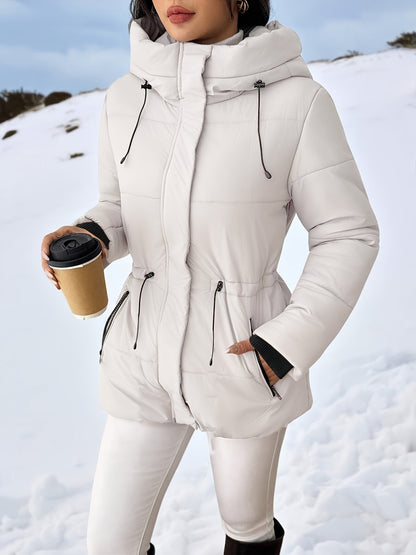 Cozy Quilted Bread Ski Jacket for Women with Stand Collar Loose Puffer Warm Winter Style