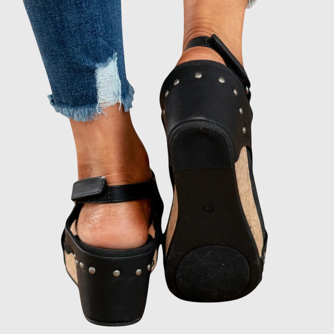 Comfortable Orthopedic Sandals for Women with Crossover Strap Cork Wedge Platform Open Toe Casual Style