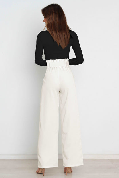 Effortless Wide Leg Pants for Women with High Waist Paperbag Belted Tapered Relaxed Style