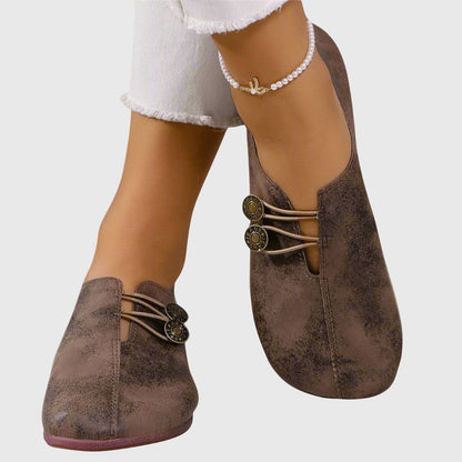 Comfortable Flat Shoes for Women with Soft Suede Toggle Lace Slip On Barefoot Style