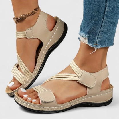 Comfortable Orthopedic Sandals for Women with Elastic Strap Velcro Ankle Open Toe Platform Casual Style