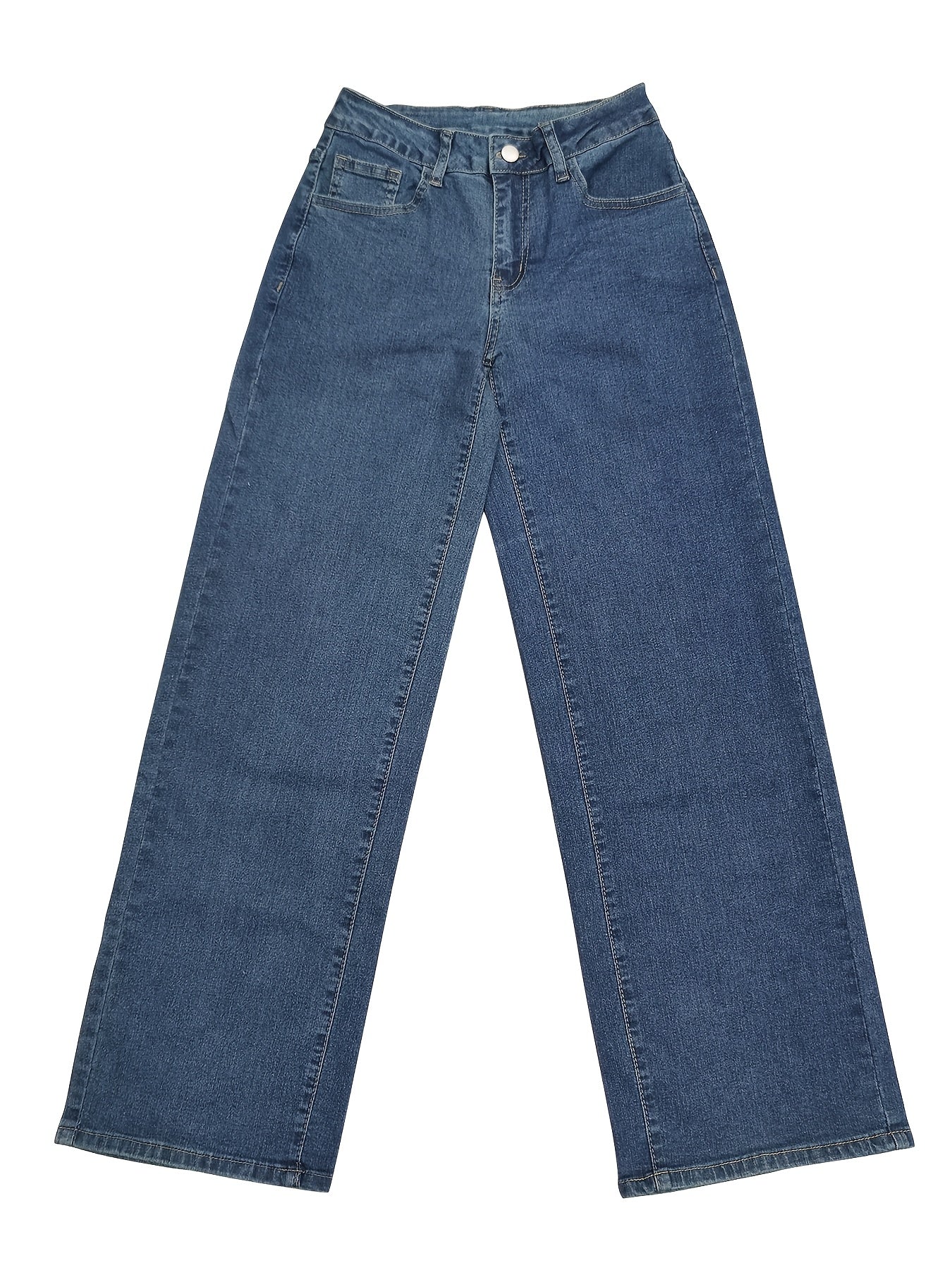 Effortless Relaxed Blue Wide Leg Jeans for Women with Low Rise Flowing Style