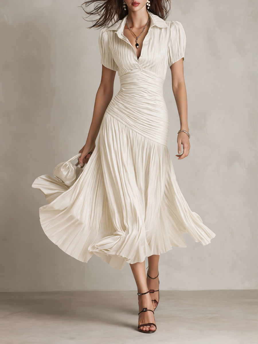 Isabelle | Elegant Semi Formal Dress for Women in Long Pleated Style