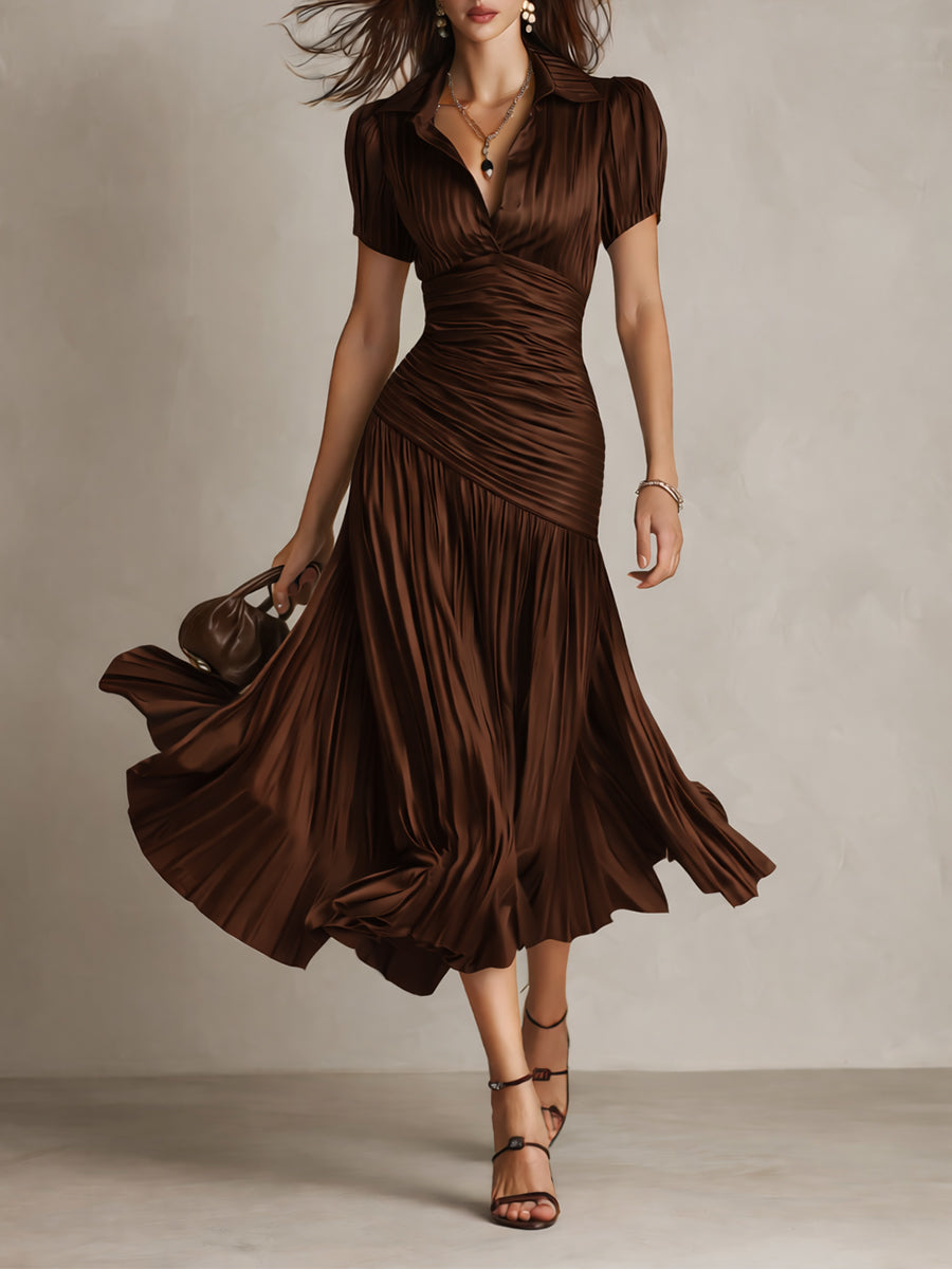 Isabelle | Elegant Semi Formal Dress for Women in Long Pleated Style