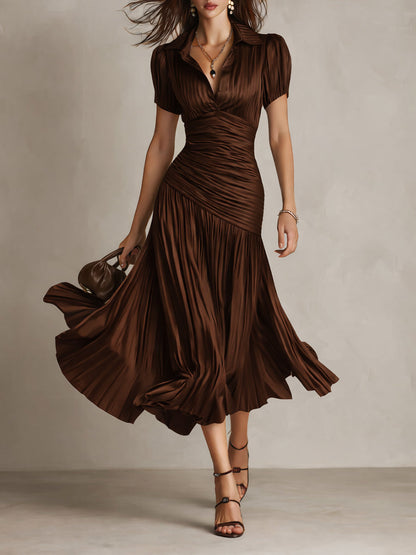Isabelle | Elegant Semi Formal Dress for Women in Long Pleated Style