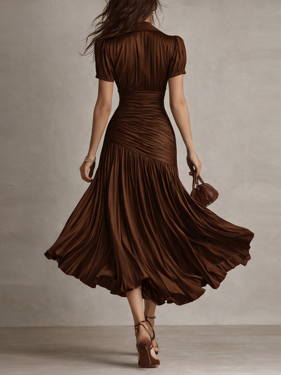 Isabelle | Elegant Semi Formal Dress for Women in Long Pleated Style