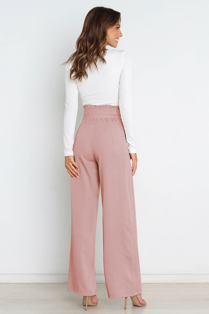 Effortless Wide Leg Pants for Women with High Waist Paperbag Belted Tapered Relaxed Style