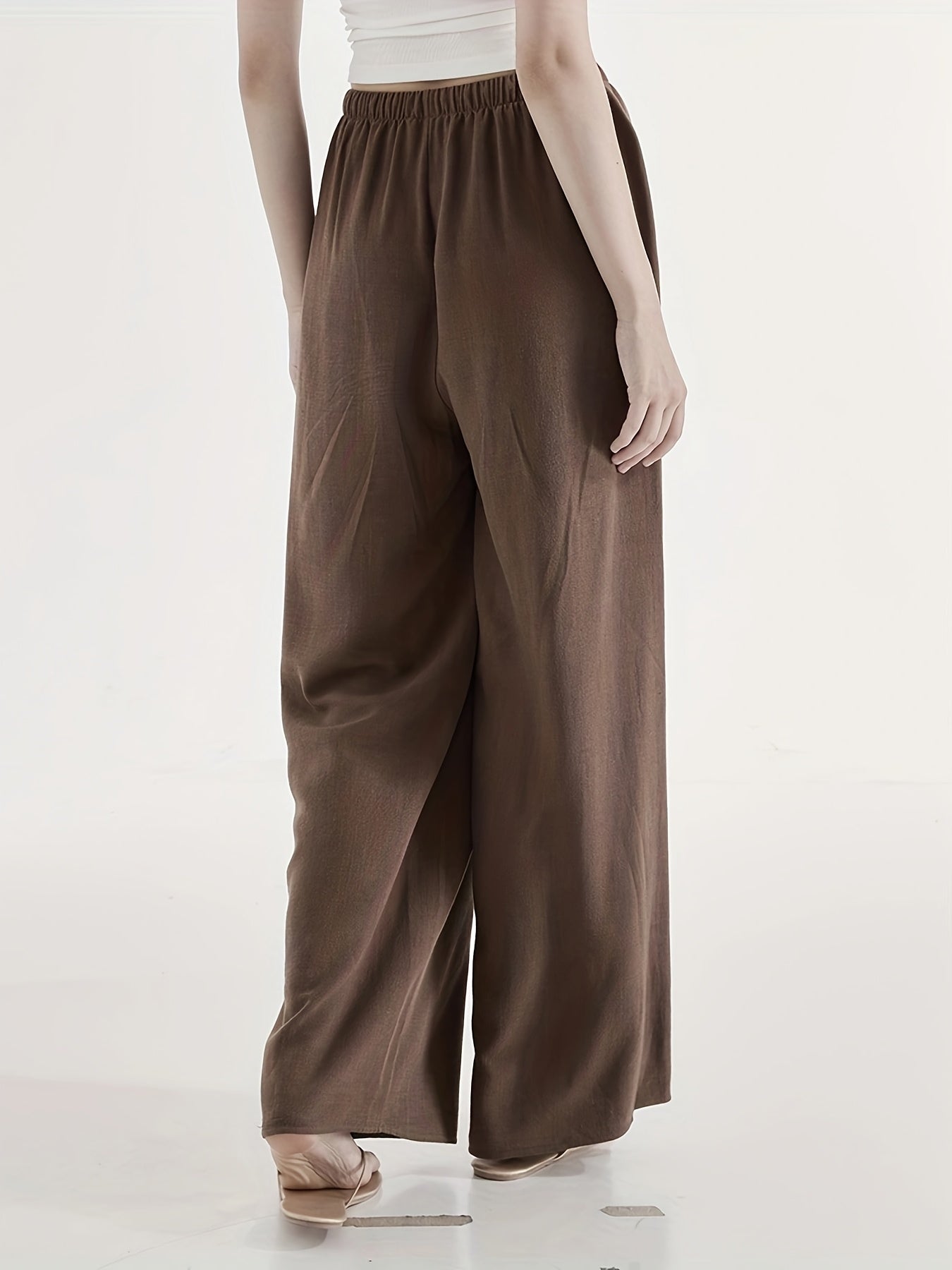 Effortless Linen Wide Leg Pants for Women with High Waist Flowing Relaxed Casual Style