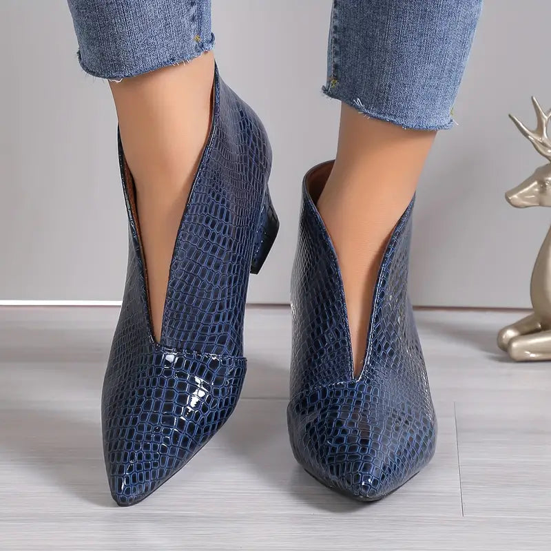 Isabella | Women's Stylish Reptile-Textured Ankle Boots