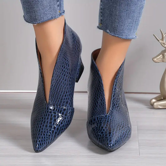 Isabella | Women's Stylish Reptile-Textured Ankle Boots