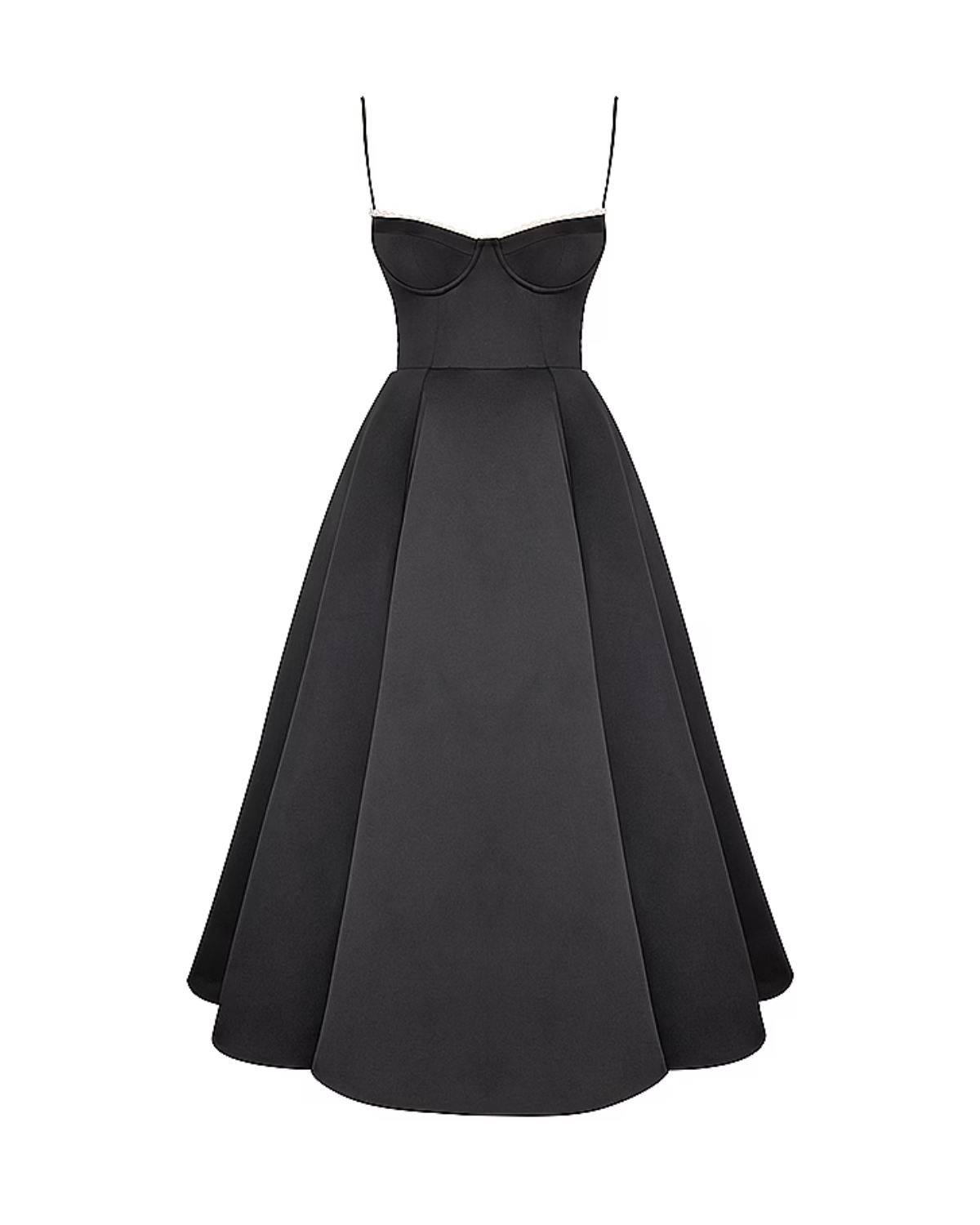 Elegant Bustier Midi Dress for Women with Sweetheart Neckline Spaghetti Strap Tulle Hem Flowing Style