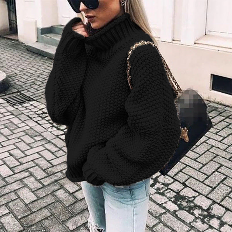 Cozy Chunky Knit Sweater for Women with Turtleneck Long Sleeve Oversized Relaxed Style