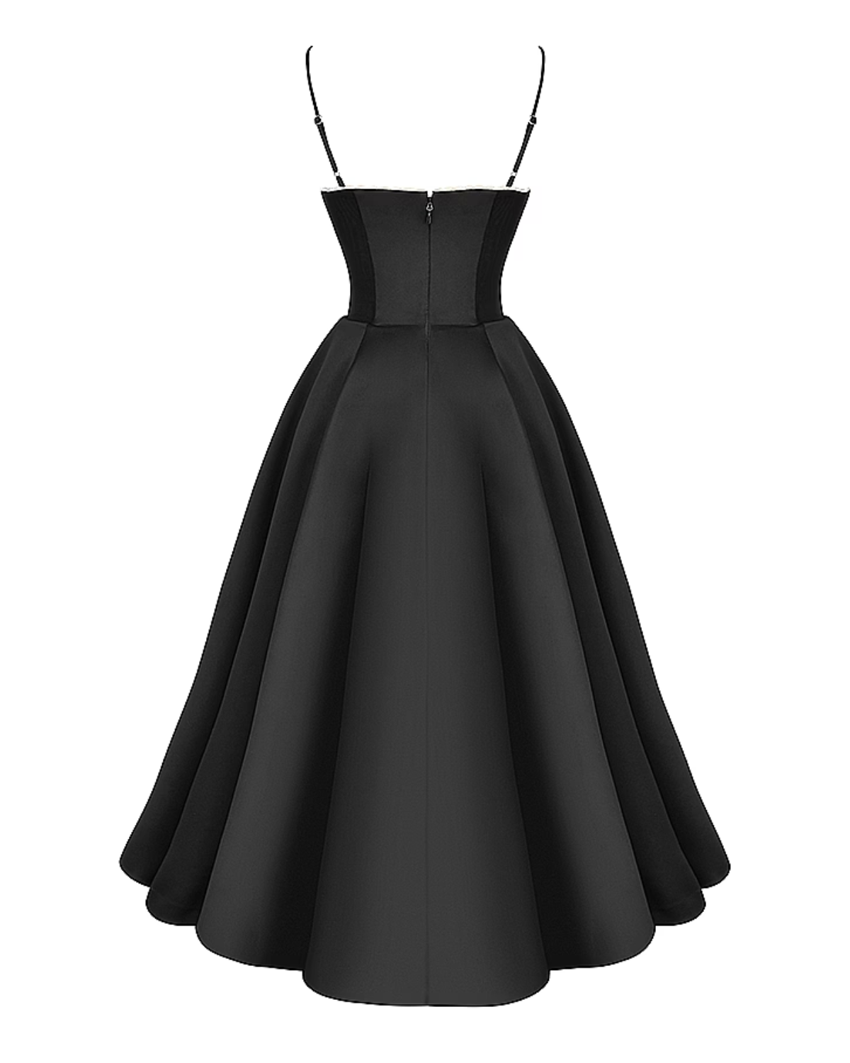 Elegant Bustier Midi Dress for Women with Sweetheart Neckline Spaghetti Strap Tulle Hem Flowing Style