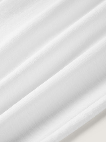 Effortless White Linen Wide Leg Pants for Women with High Waist Drawstring Flowing Casual Style