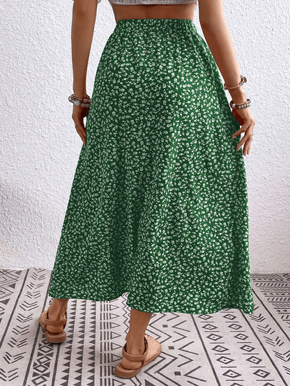 Vivian | Stylish Floral Midi Skirt for Women with Button Front Detail