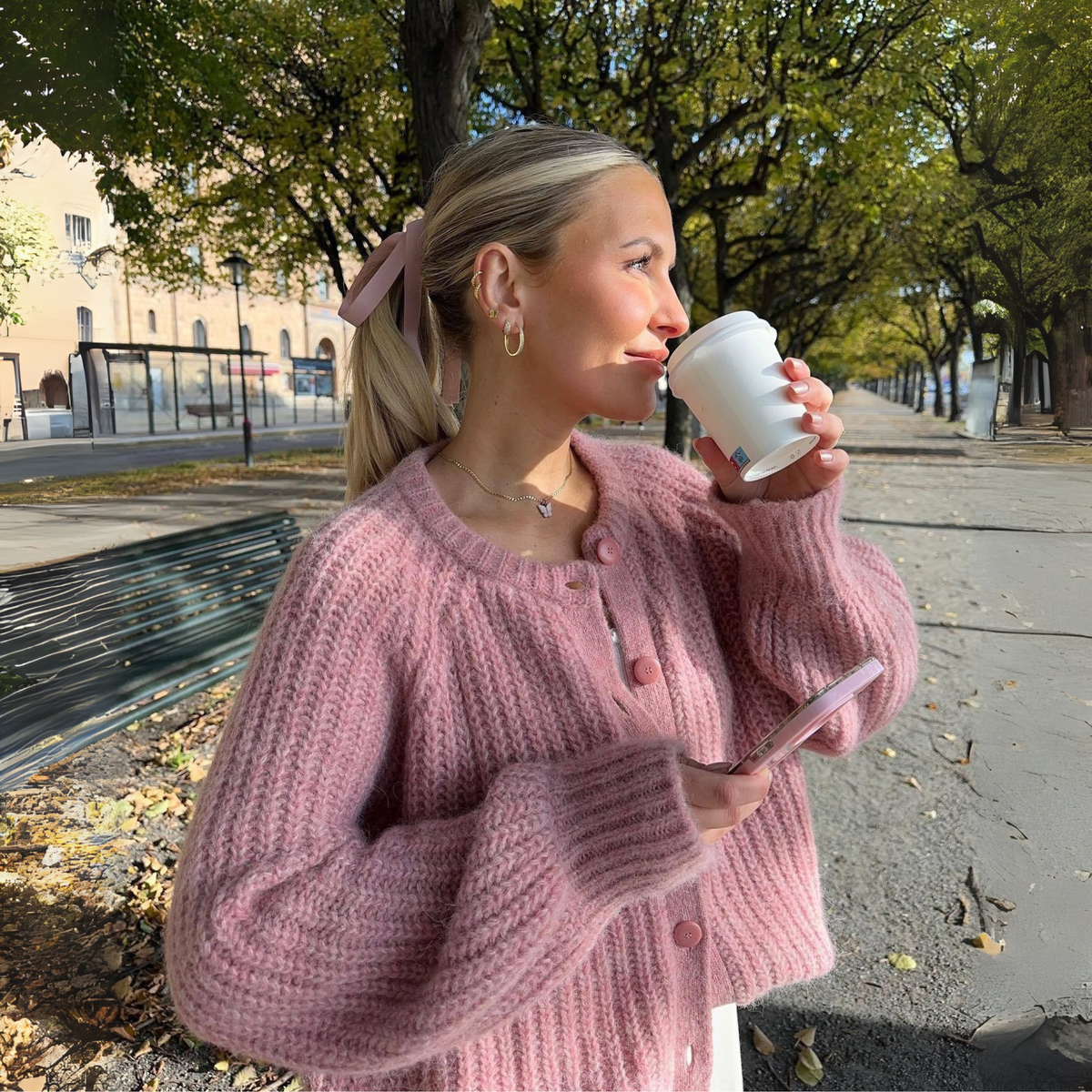 Cozy Knit Cardigan for Women with Round Neck Long Sleeve Button Front Ribbed Relaxed Style