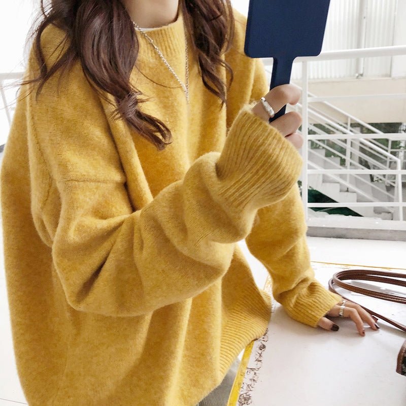 Comfortable Ribbed Knit Sweater for Women with High Neck Long Sleeve Relaxed Oversized Style