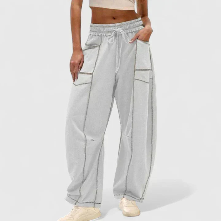 Effortless Khaki Cargo Wide Leg Pants for Women with High Waist Drawstring Patch Pocket Relaxed Style