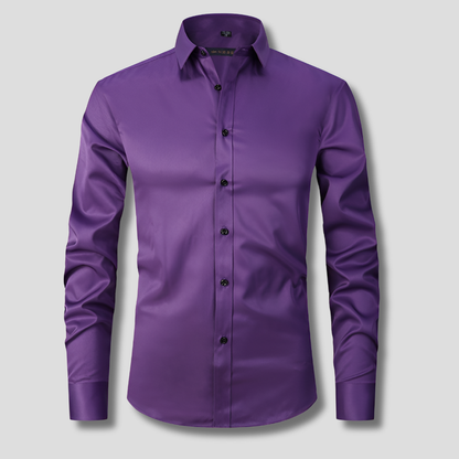 Classic Dress Shirt for Men with Spread Collar Long Sleeve Button Up Slim Fit Business Style
