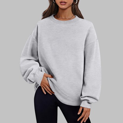 Cozy Oversized Sweatshirt for Women with Crew Neck Long Sleeve Side Pocket Relaxed Style