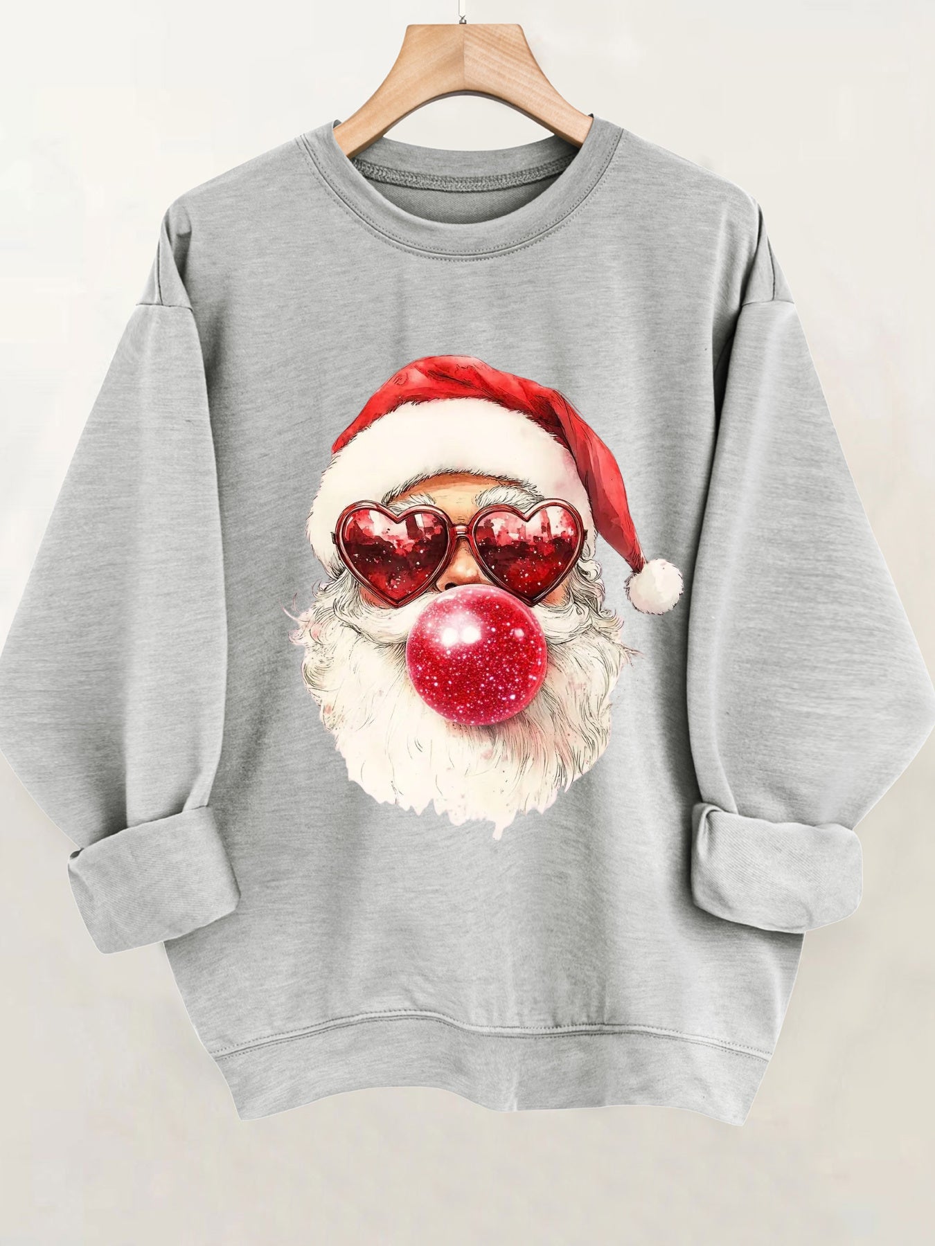 Comfortable Santa Graphic Christmas Tacky Sweater for Women with Crew Neck Long Sleeve Oversized Pullover Style